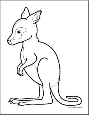 Clip art baby animals kangaroo joey coloring page i