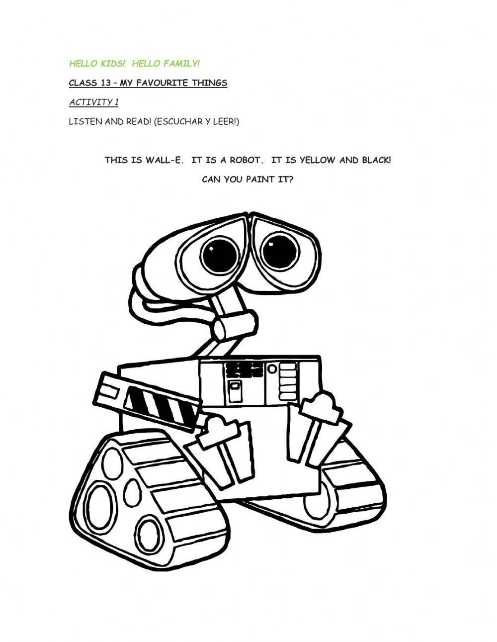 Wall e worksheet live worksheets