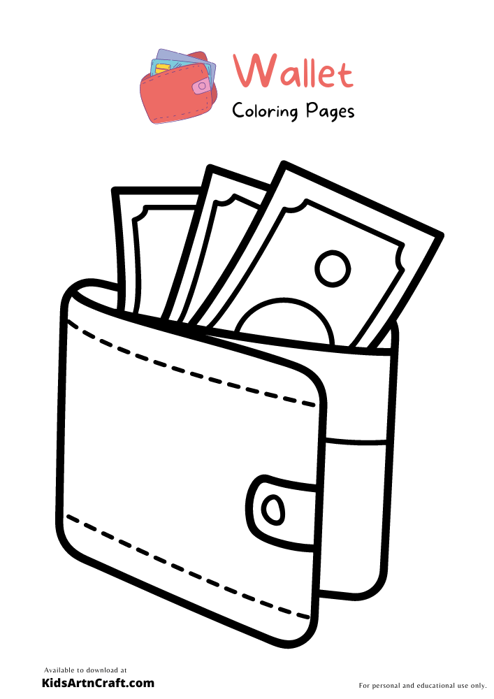 Wallet coloring pages for kids â free printable coloring pages coloring pages for kids math materials