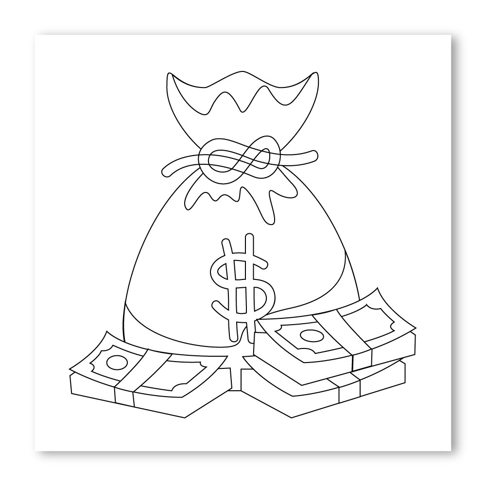Emoji one coloring wall graphic square money bag