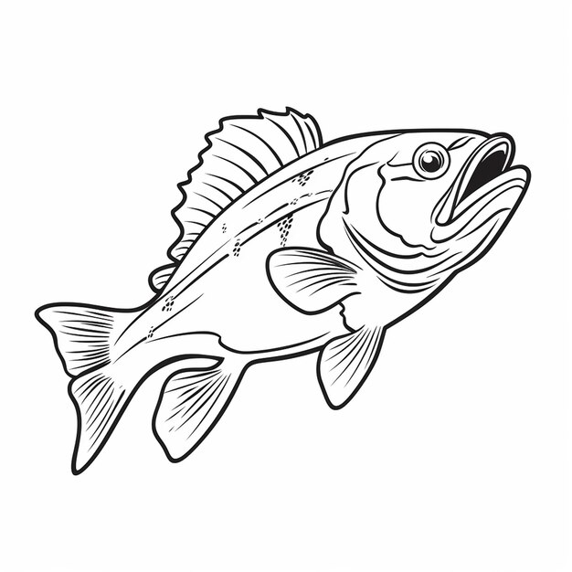 Premium ai image walleye fish cute drawing hand drawn cute coloring book kawaii line art