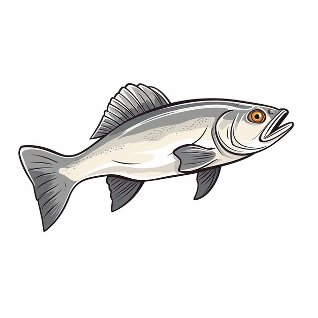 Premium ai image walleye fish cute drawing charm cute coloring book kawaii line art