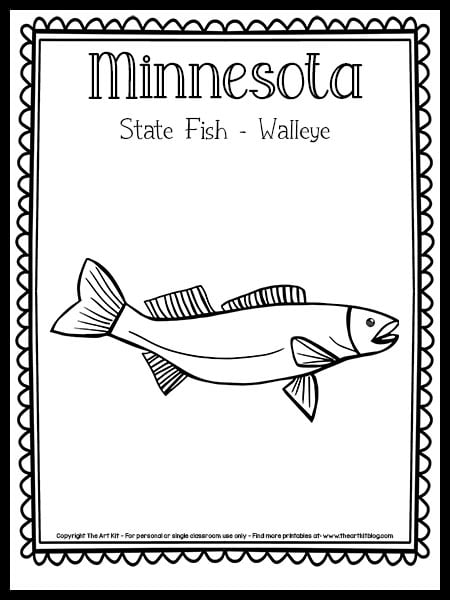 Minnesota state fish walleye coloring page free printable â the art kit