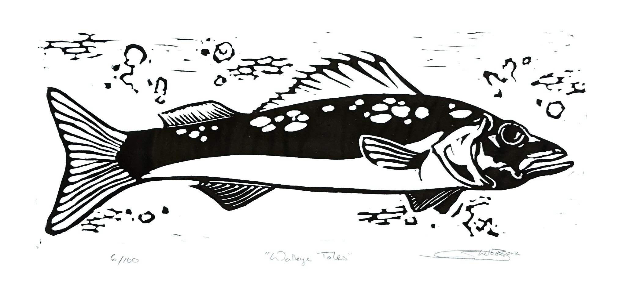 Walleye tales block print â borks botanical creations