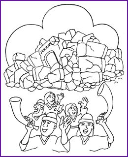 Joshua wall of jericho coloring page artesanatos da histãria da bãblia artesanato da escola dominical pãginas de colorir da bãblia