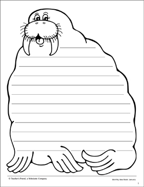 Walrus stationery page printable lined stationery