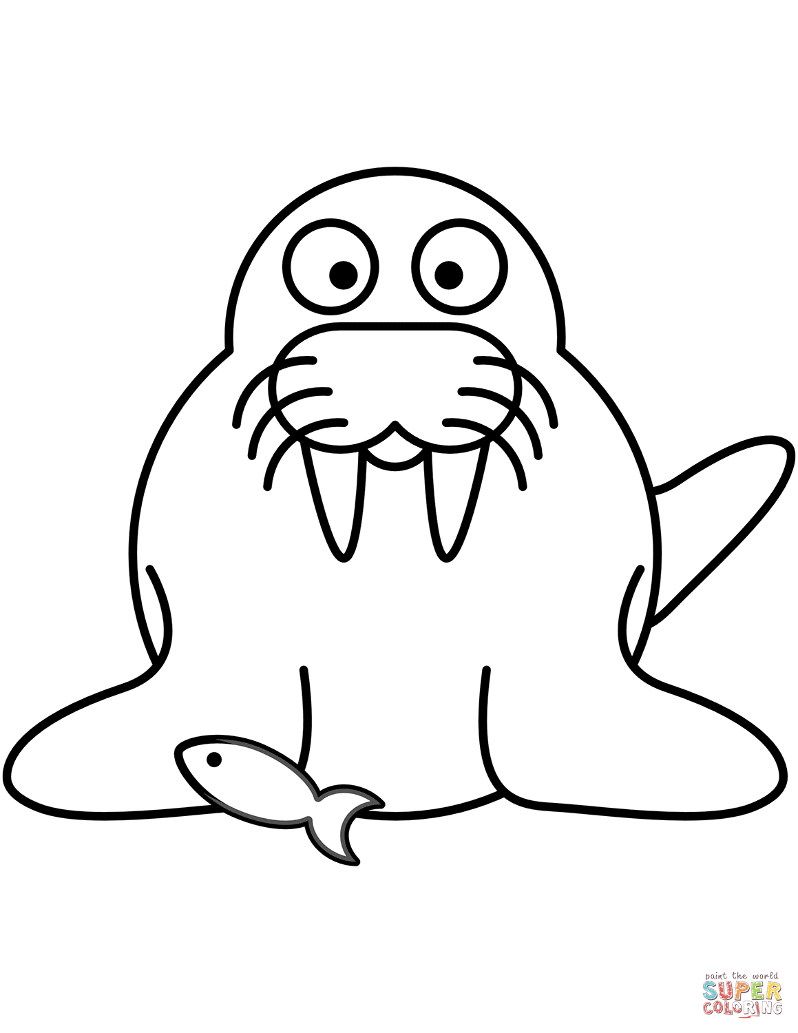 Cartoon walrus coloring page free printable coloring pages