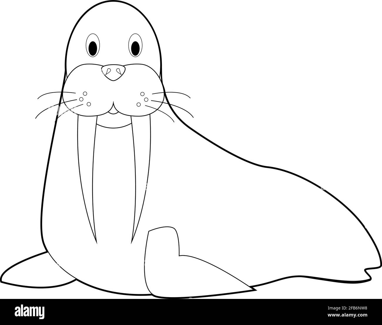 Easy coloring drawings of animals for little kids walrus stock vector image art