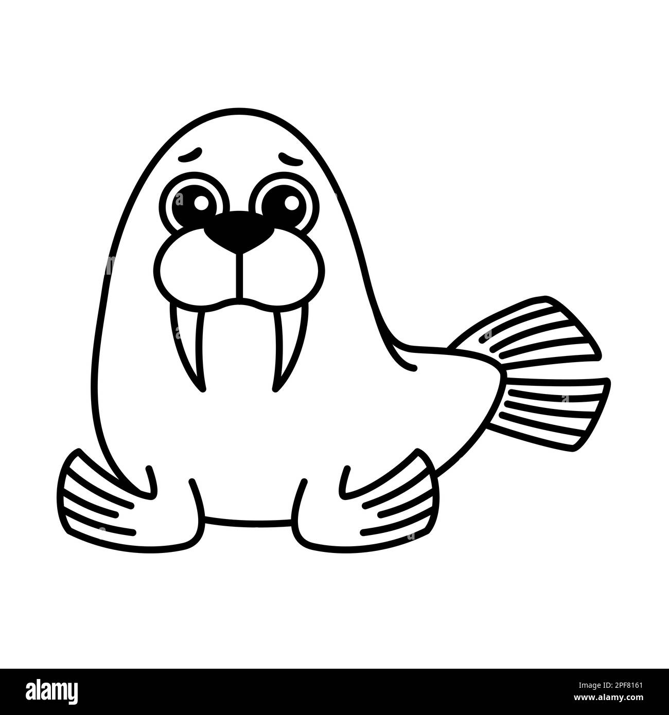 Children coloring book vector illustration of walrus in a cartoon style stock vector image art