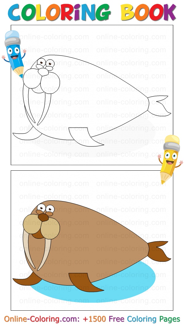 Walrus free online coloring page