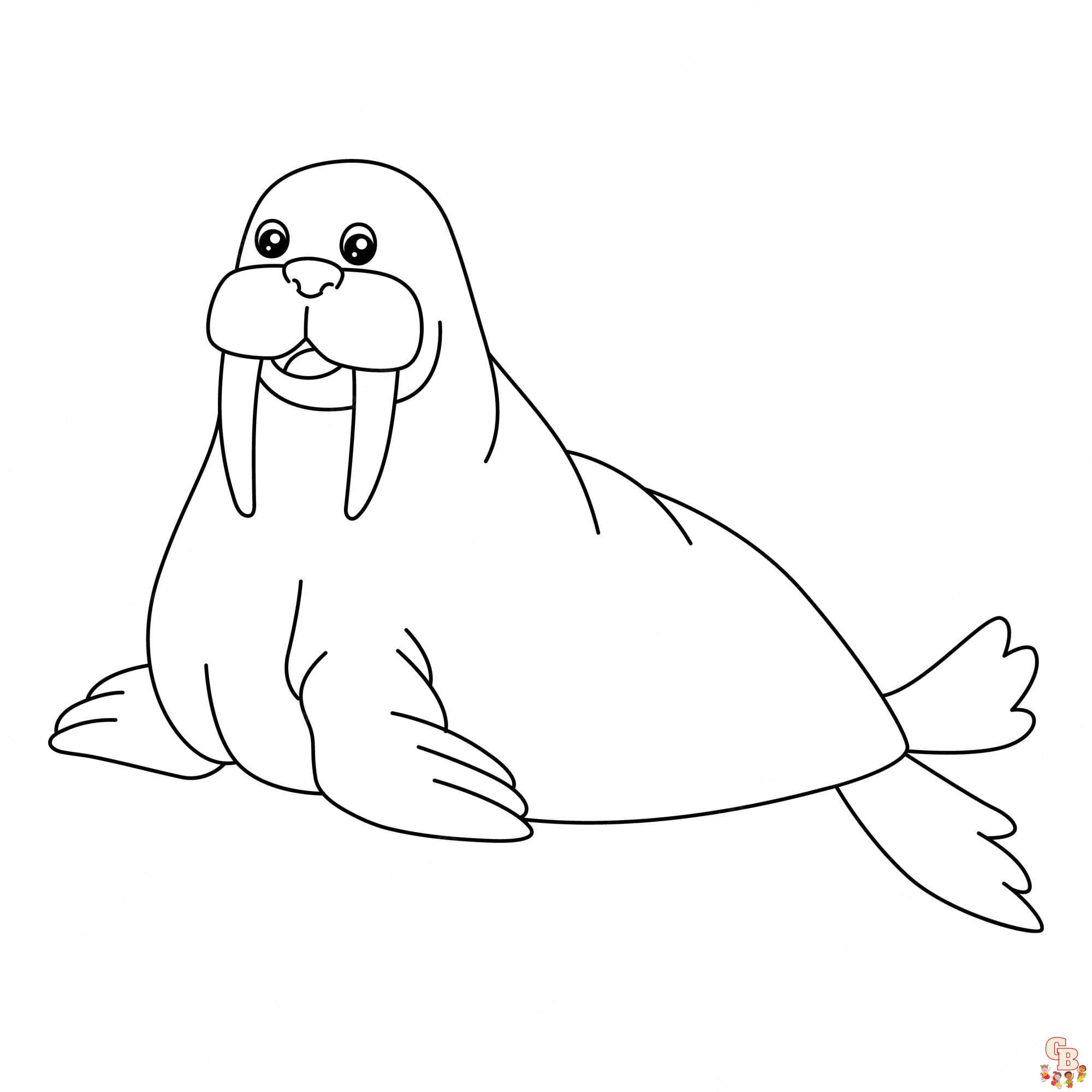 Printable walrus coloring pages free for kids and adults