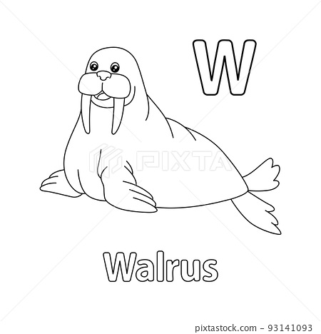 Walrus alphabet abc coloring page w