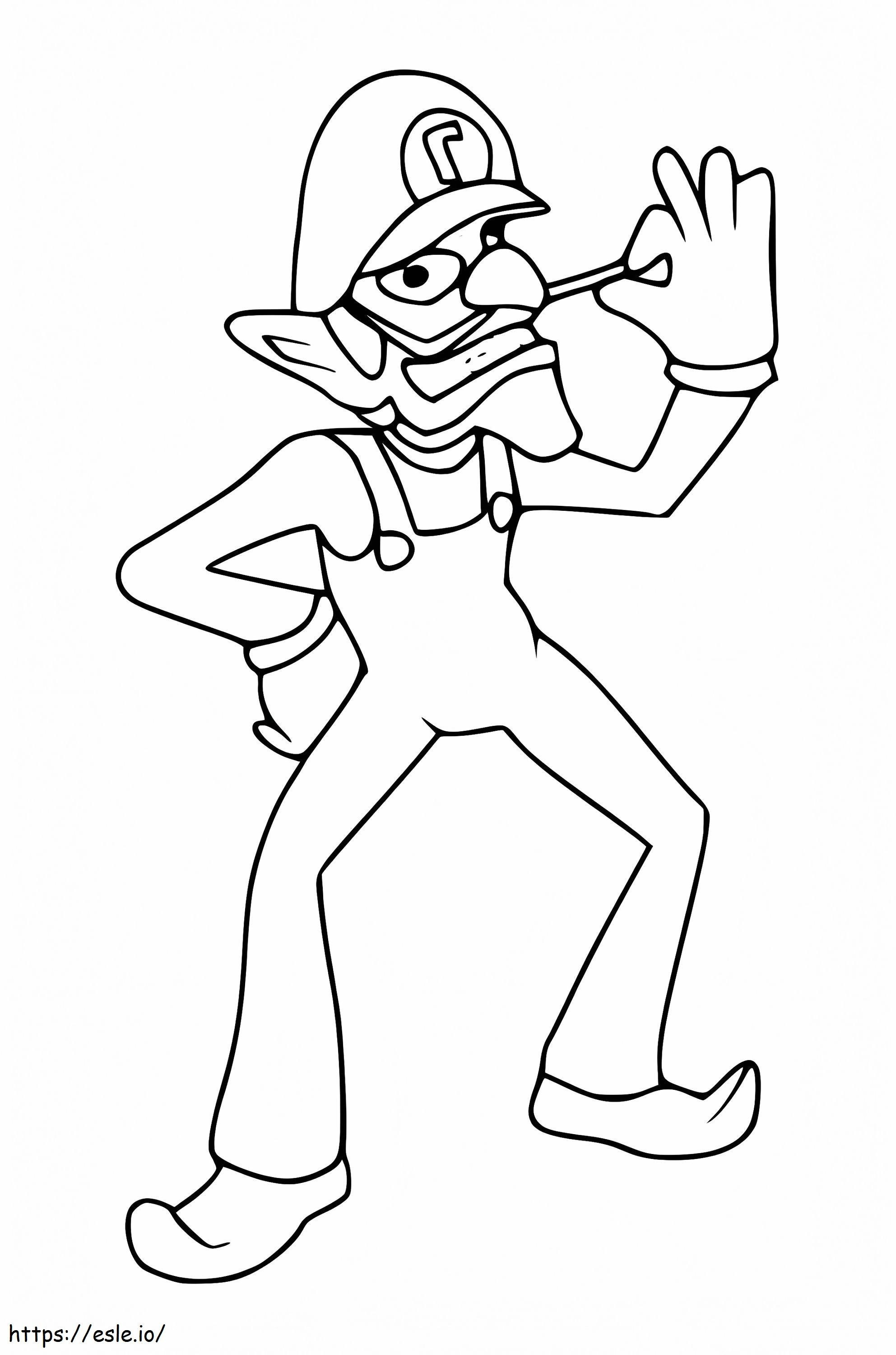 Waluigi de super mar coloring page