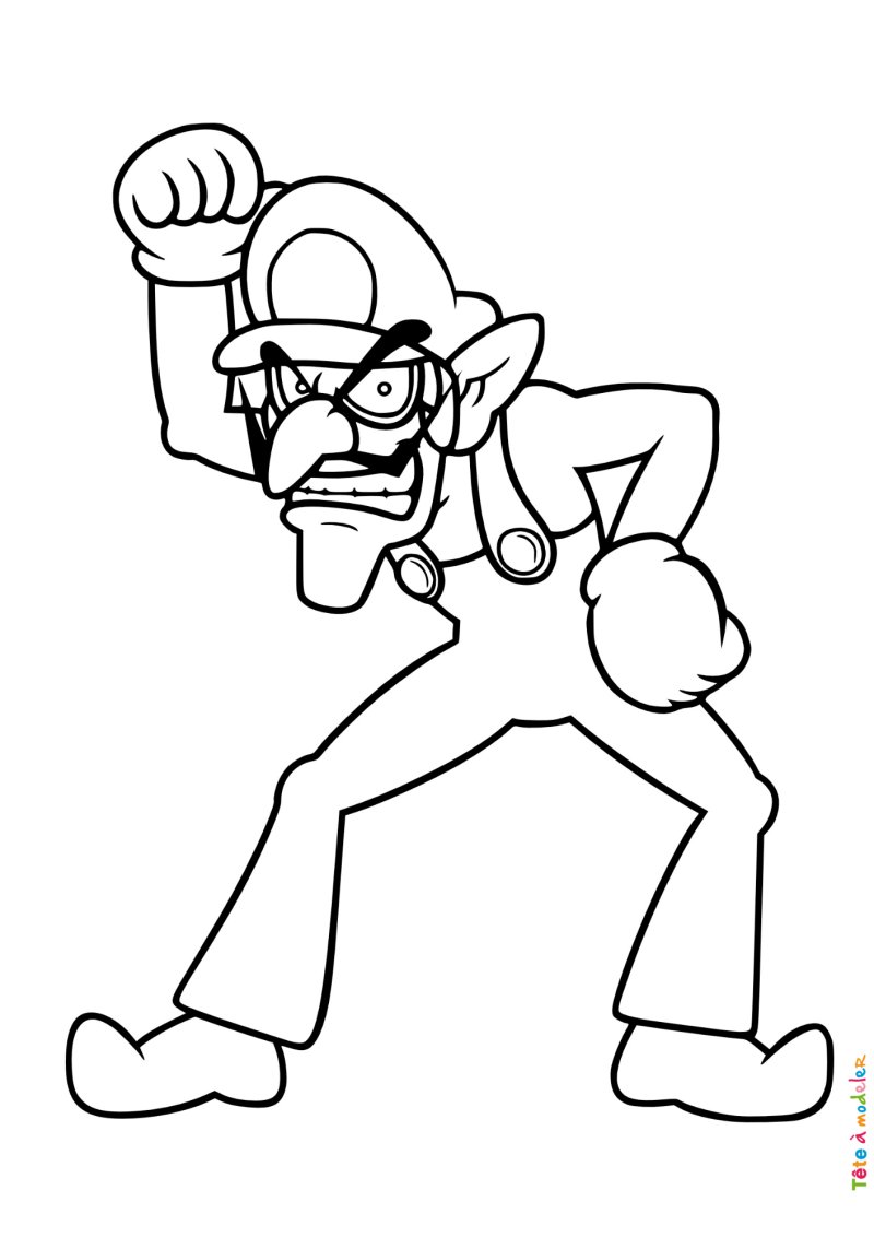 Coloriage waluigi ã imprimer gratuitement avec tãªte ã modeler