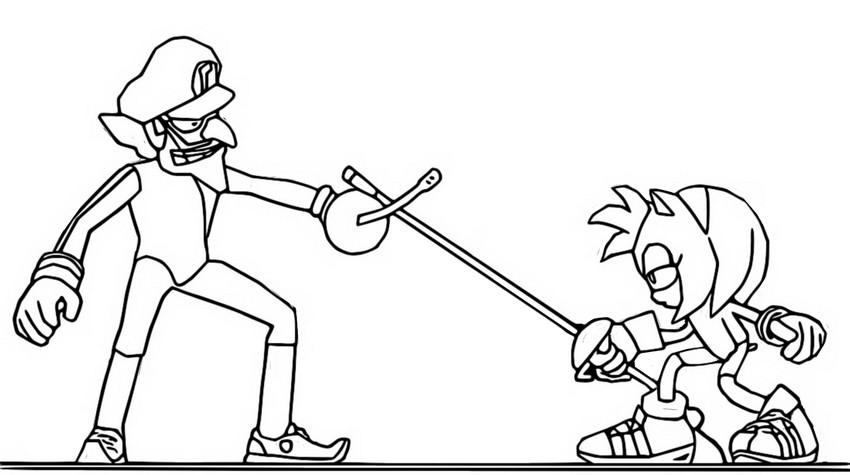 Coloring page mario and sonic at the olympic games tokyo waluigi