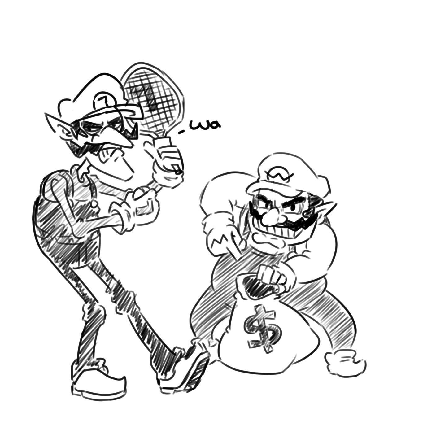 Wario waluigi drawing rmario