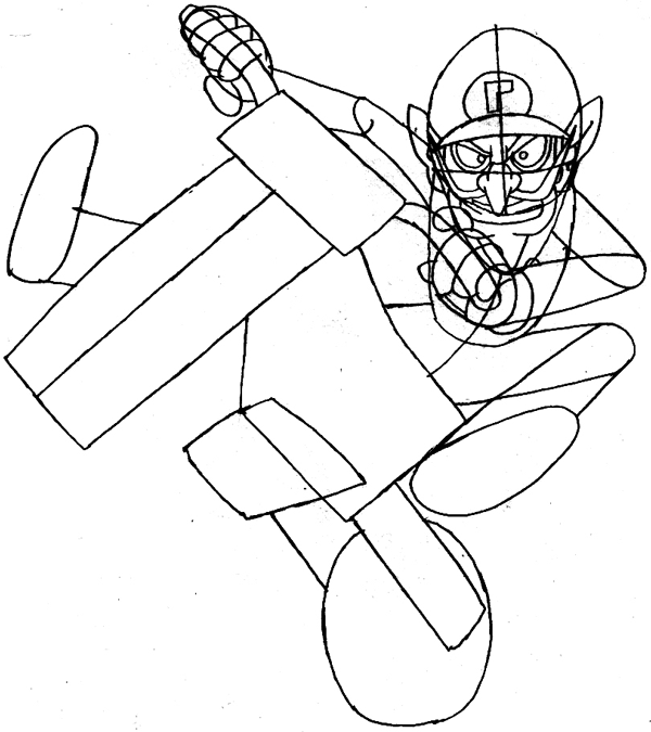 How to draw waluigi on a motor bike motorcycle from wii mario kart
