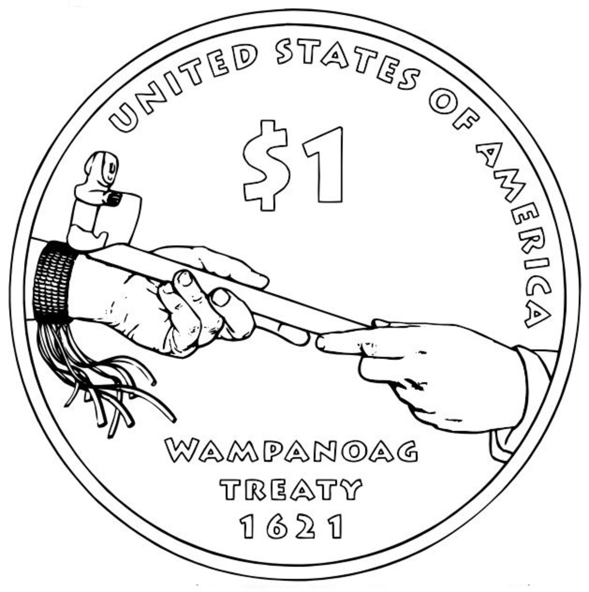 Free native american coloring pages of us mint one dollar coins collection