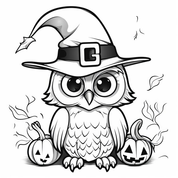 Premium ai image the enchanting adventures of wanda the witch owl a spooktacular halloween coloring book