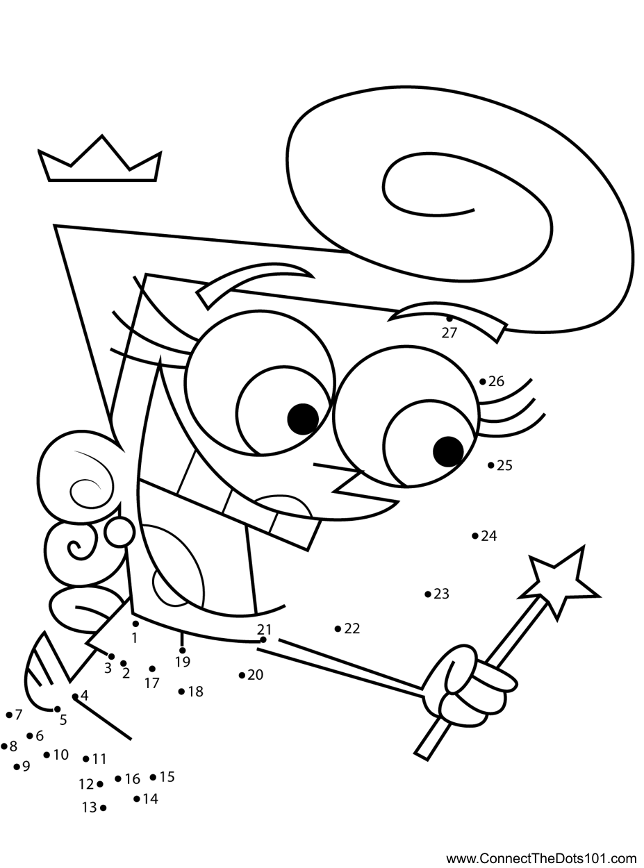 Wanda fairly odd parents dot to dot printable worksheet