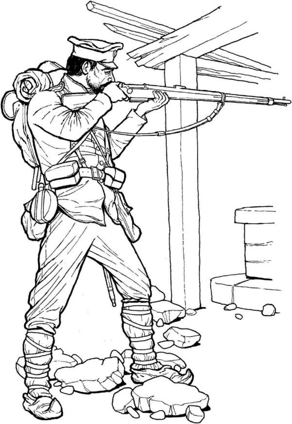 Fighting in war coloring page