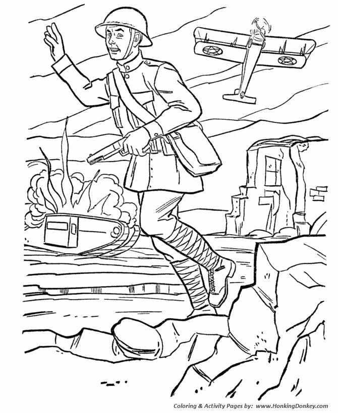 Armed forces day coloring pages us army world war i battlefield coloring page sheet for prek kids