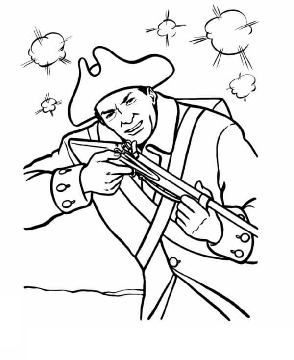 Soldier shooting coloring page