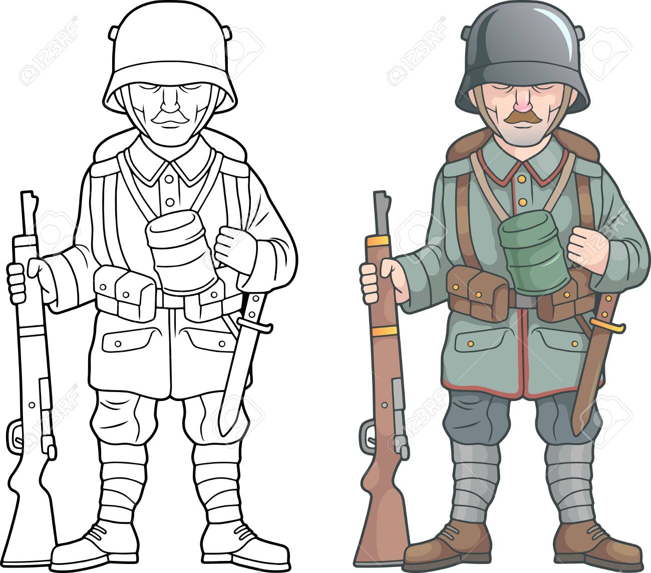 Soldier of the german army during world war coloring book royalty free svg cliparts vectors and stock illustration image