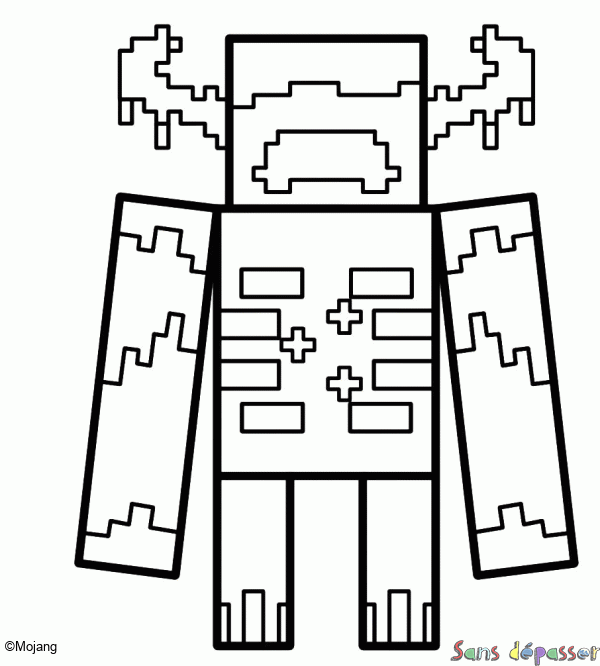 Coloriage warden gardien minecraft