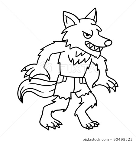 Werewolf halloween isolated coloring page