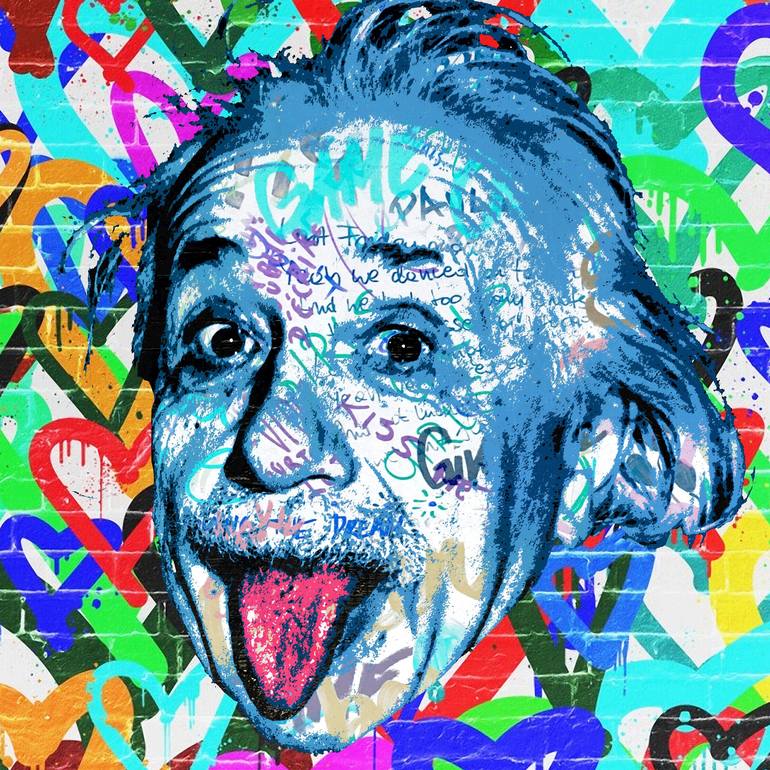 Love einstein graffiti pop art painting by stephen chambers saatchi art