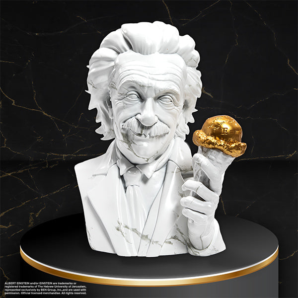 Black friday albert einstein with ice cream â bust resin art sculpt