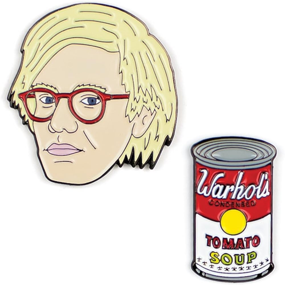 The unemployed philosophers guild warhol and soup can enamel pin set