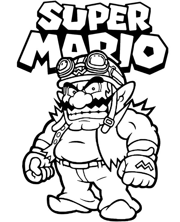 Printable coloring page of wario
