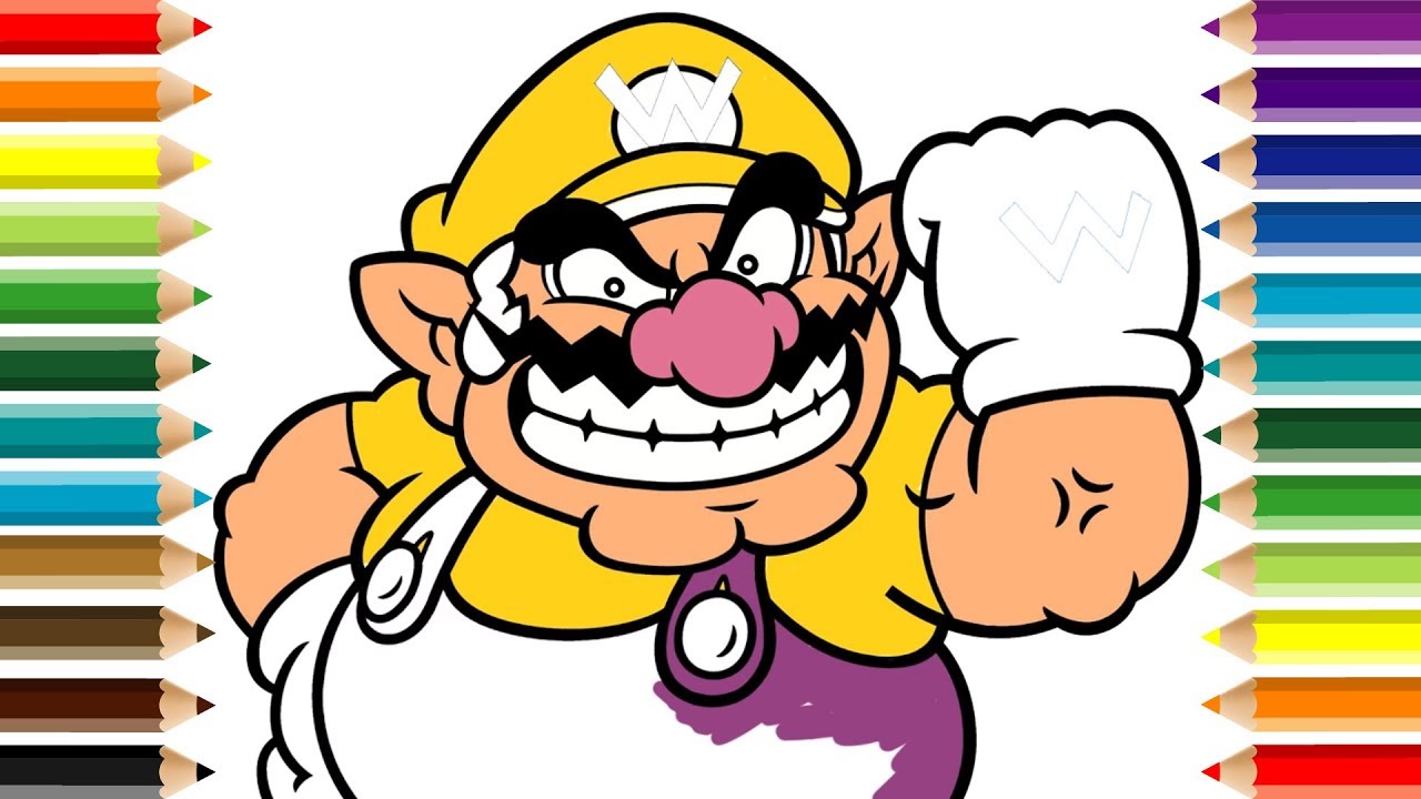 Wario super mario bros coloring page for kids