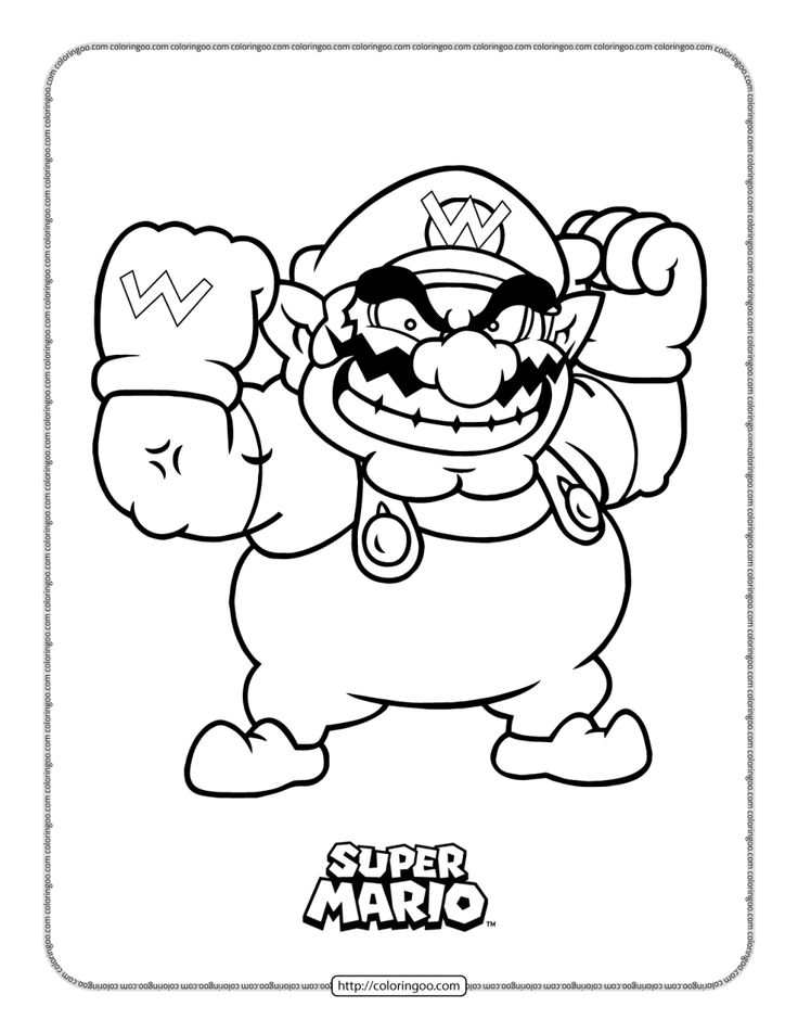 Wario coloring pages coloring pages free kids coloring pages coloring bookmarks