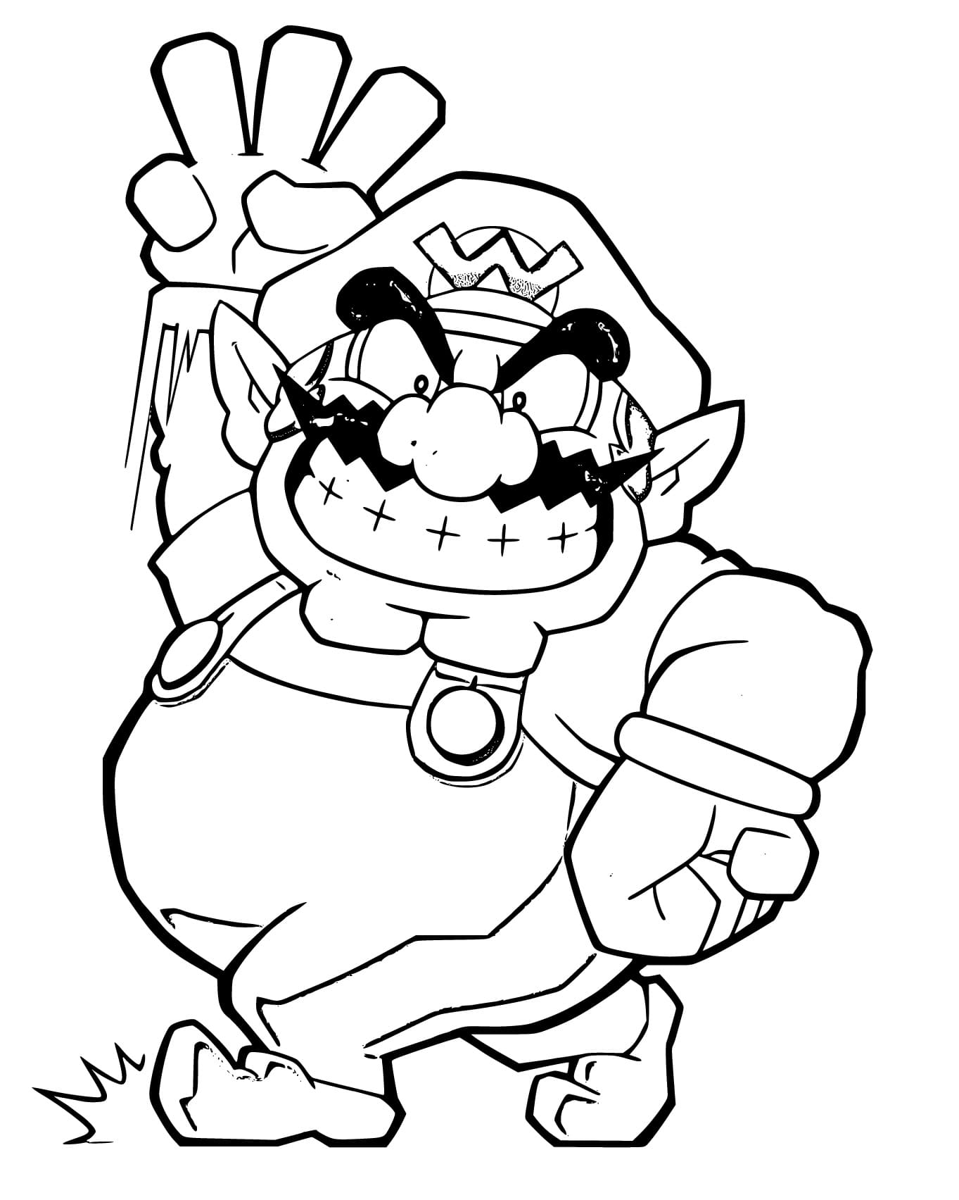 Funny wario coloring page