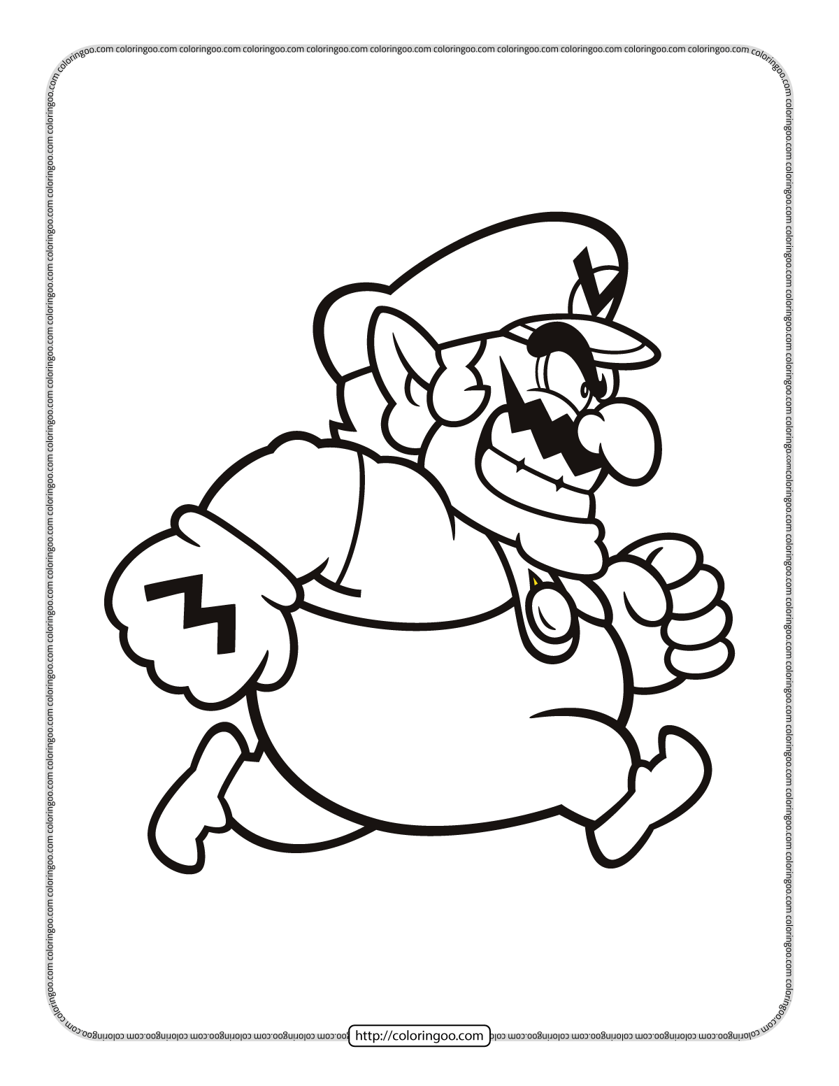 Wario coloring sheet for kids super mario coloring pages mini drawings coloring sheets for kids