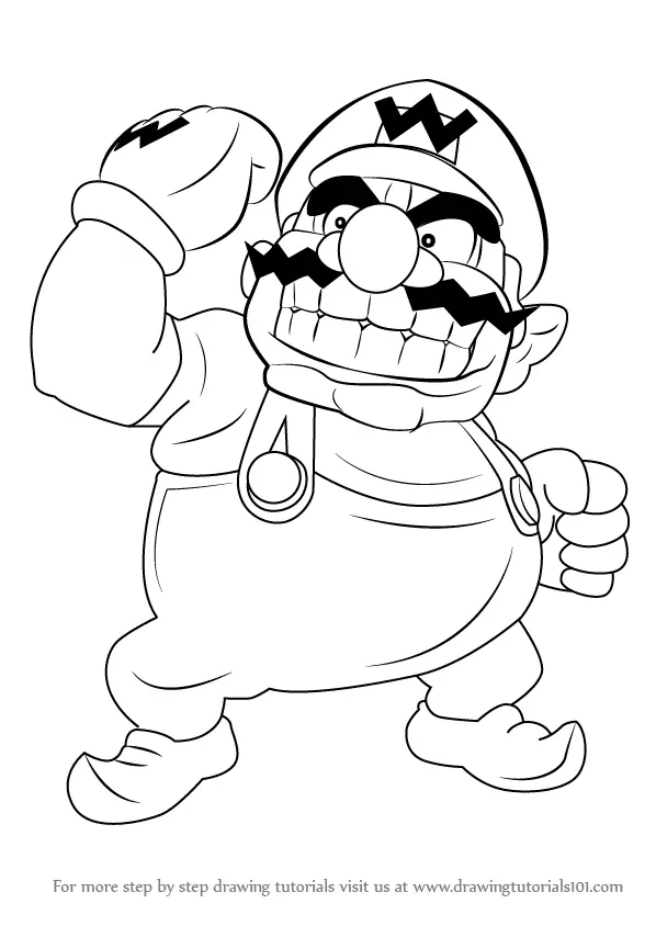 How to draw wario from super mario super mario step by step