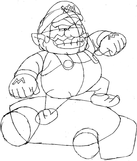 How to draw wario and car from wii mario kart game drawing lesson
