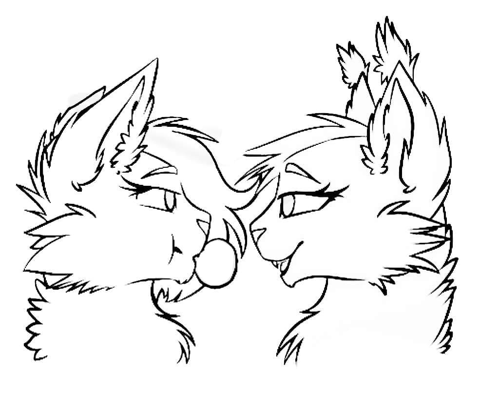 Cute warriors cats coloring page