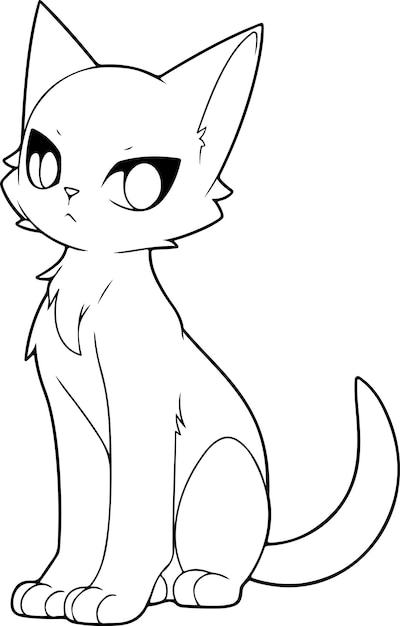 Premium vector cat vector illustration black and white cat coloring book or page for children