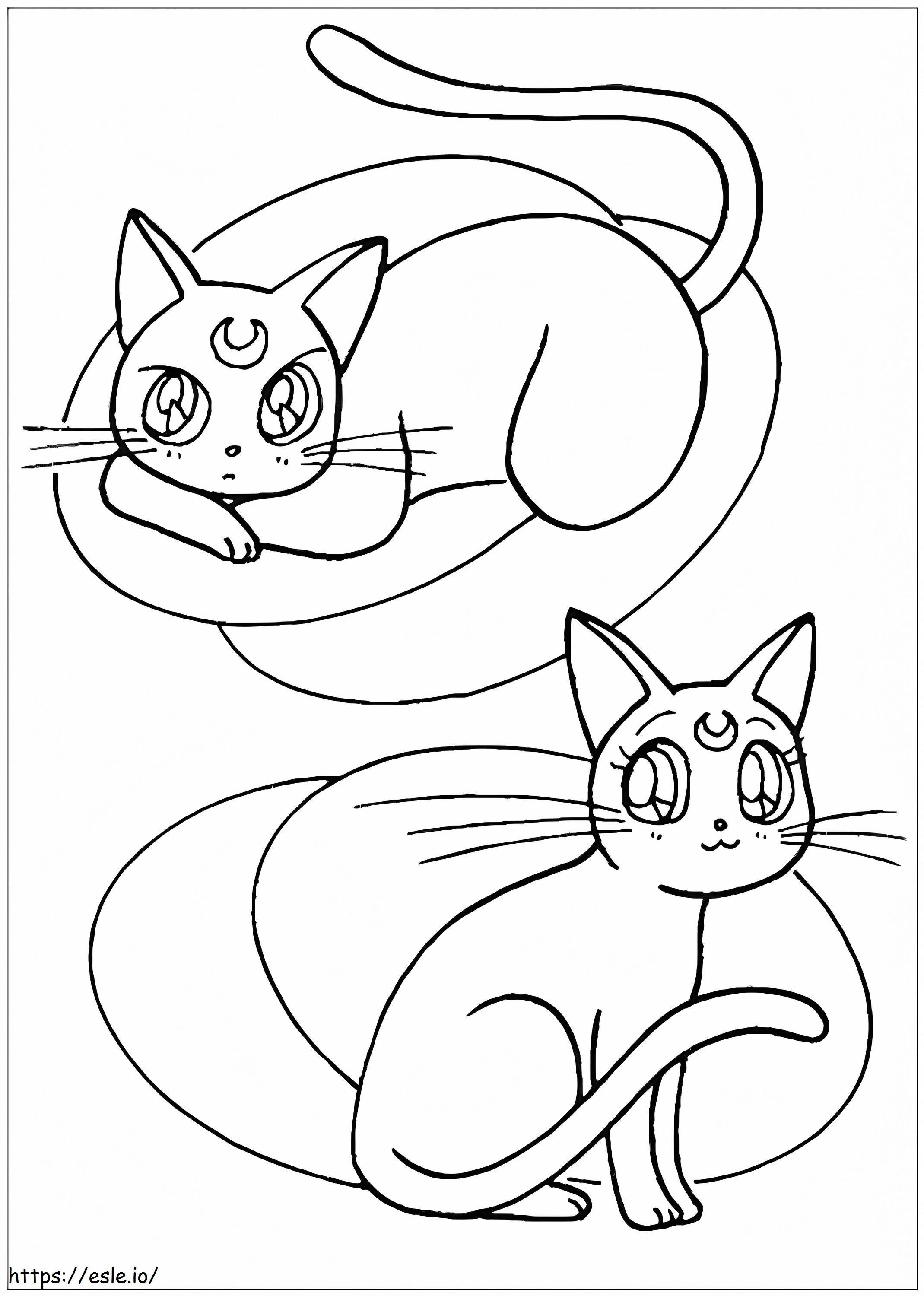 Two cute warrr cats coloring page