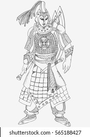 Beautiful chinese warrior coloring pages stock vector royalty free