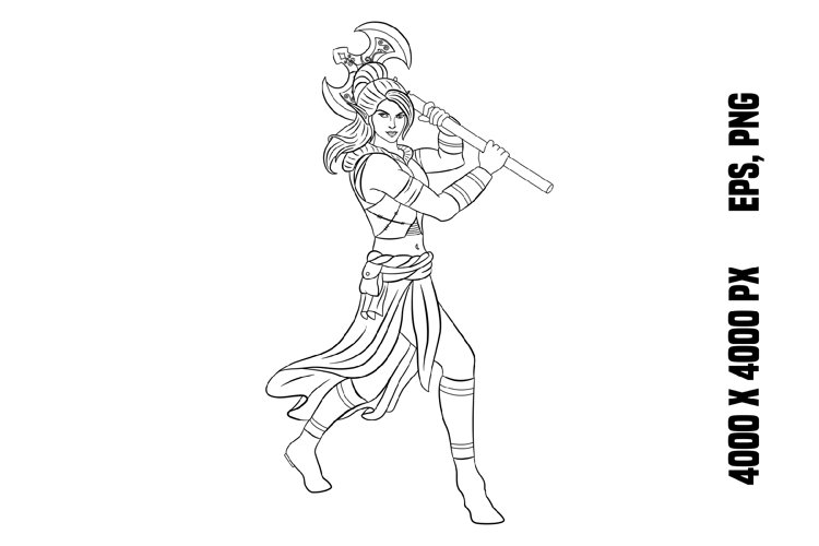 Female elf warrior coloring d