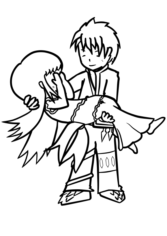 Princess and warrior drawing for coloring page free printable nurieworld