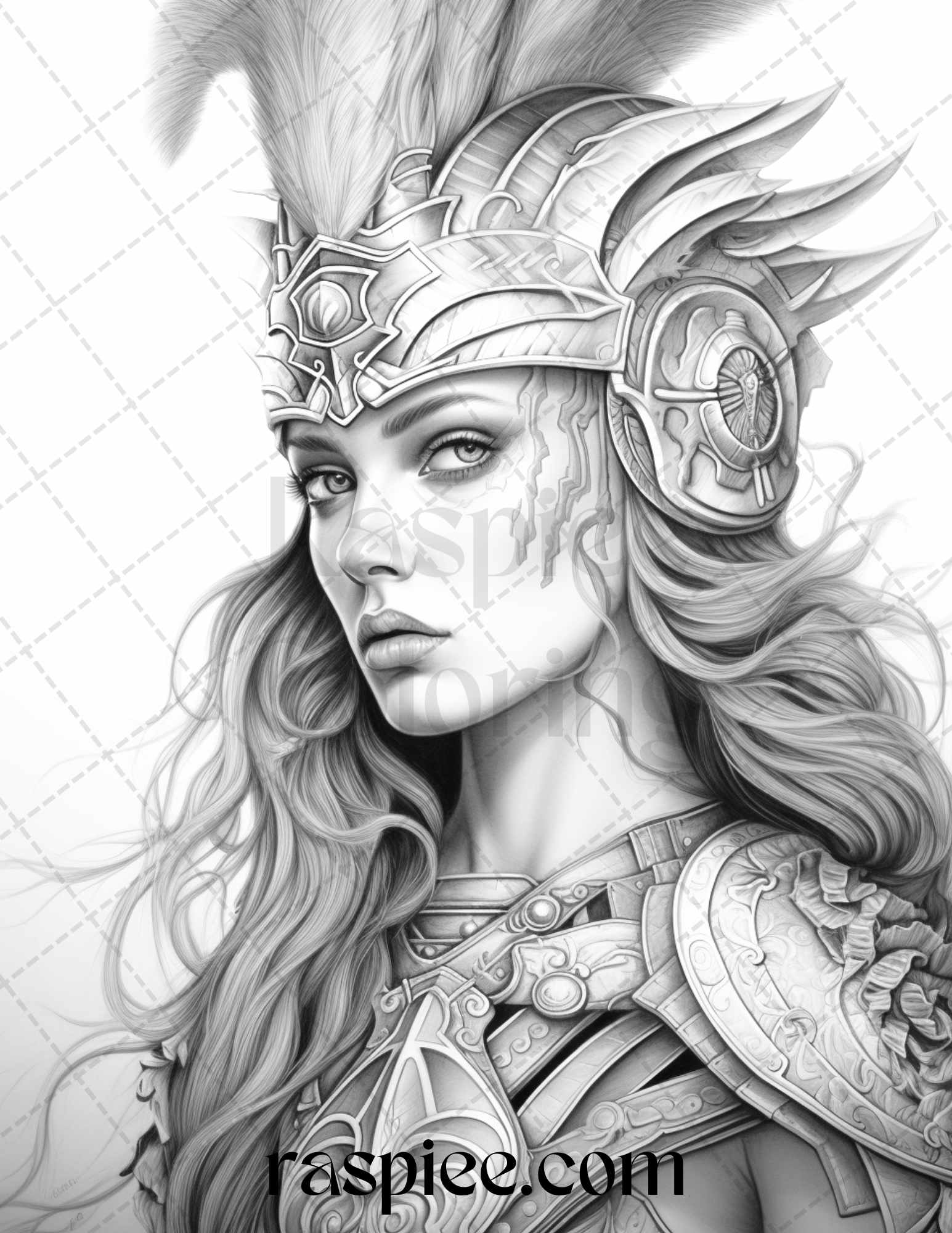 Greek women warriors grayscale coloring pages for adults printable pd â coloring