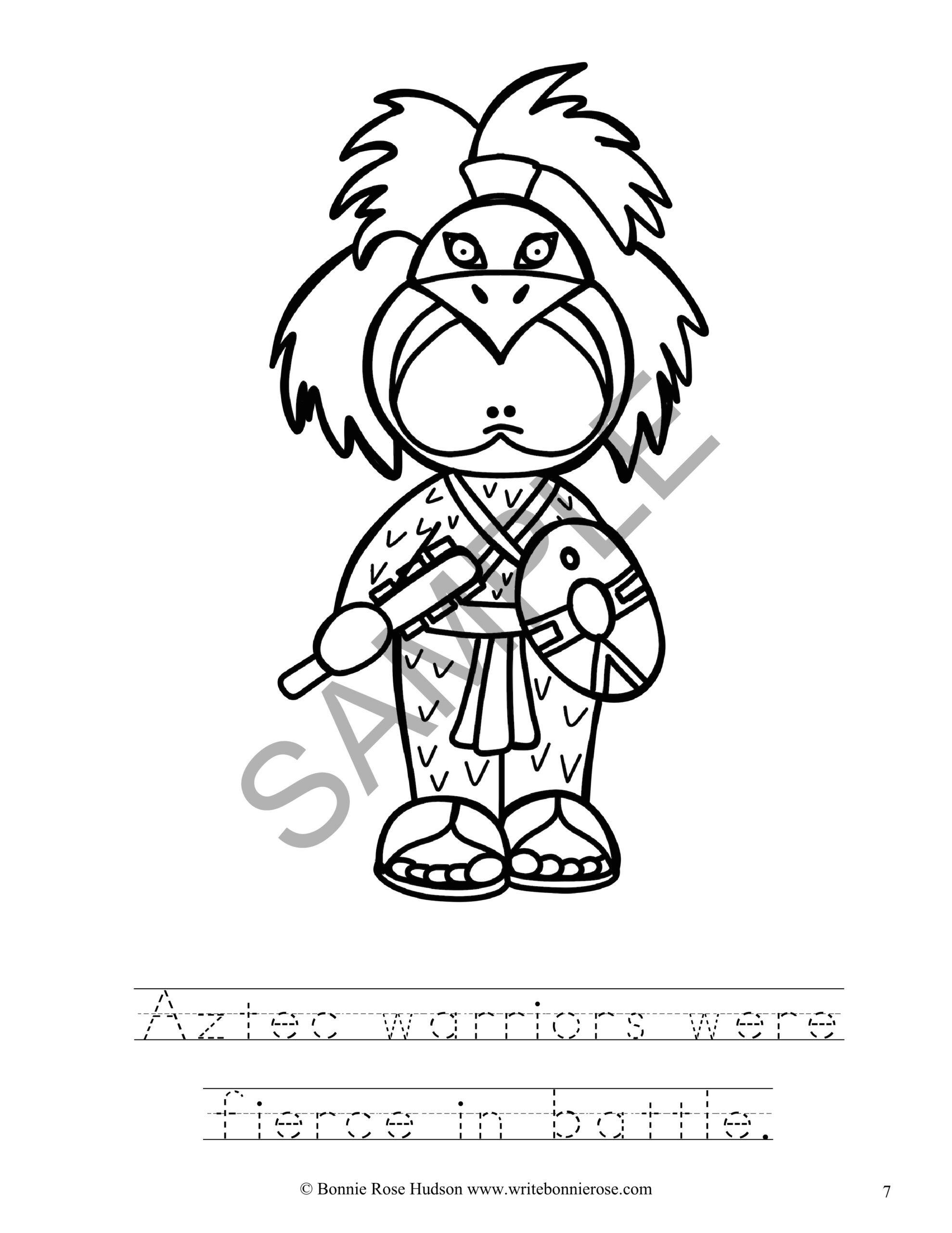Ancient history coloring book aztec