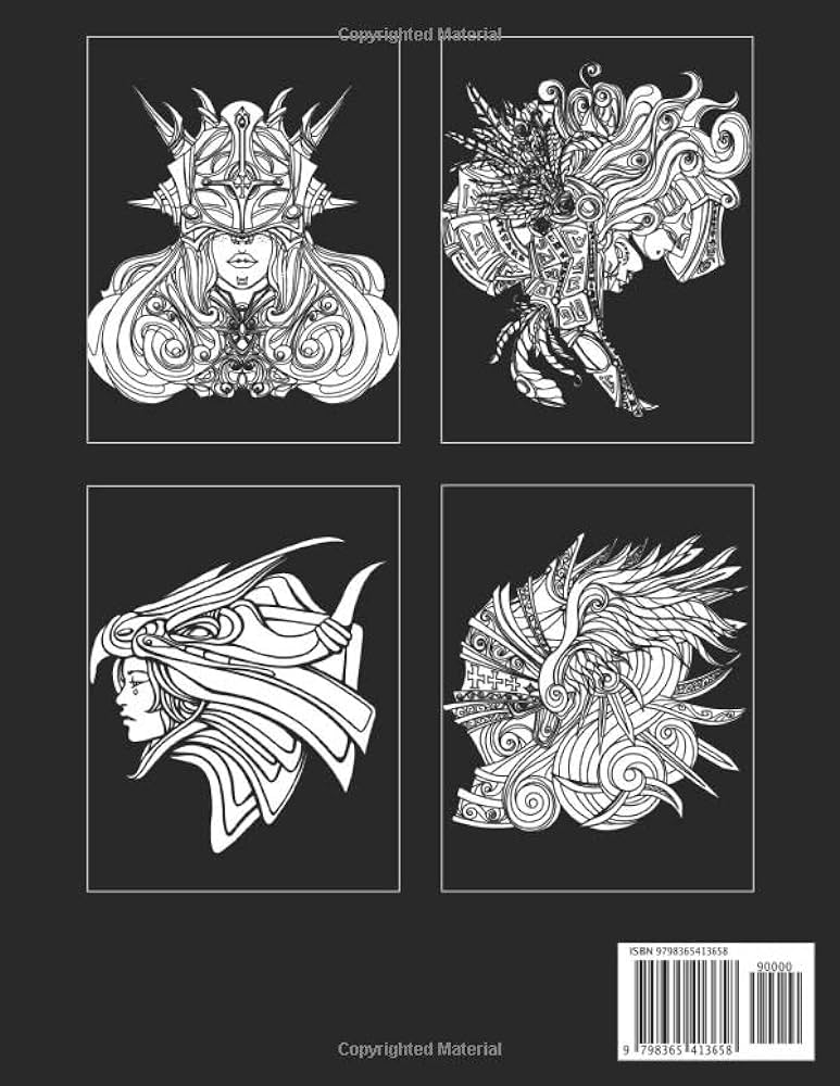 Midnight fantasy warriors coloring book gorgeous fighters coloring pages on dark background for adults to relieve anxiety world painting books