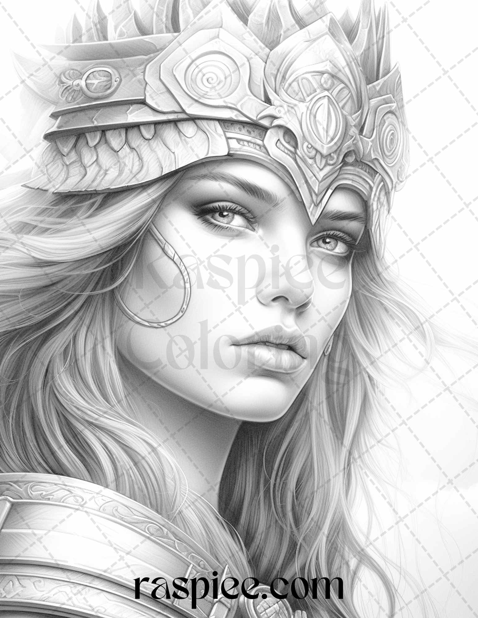 Greek women warriors grayscale coloring pages for adults printable pd â coloring